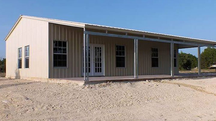 24x40 metal frame building with large front porch